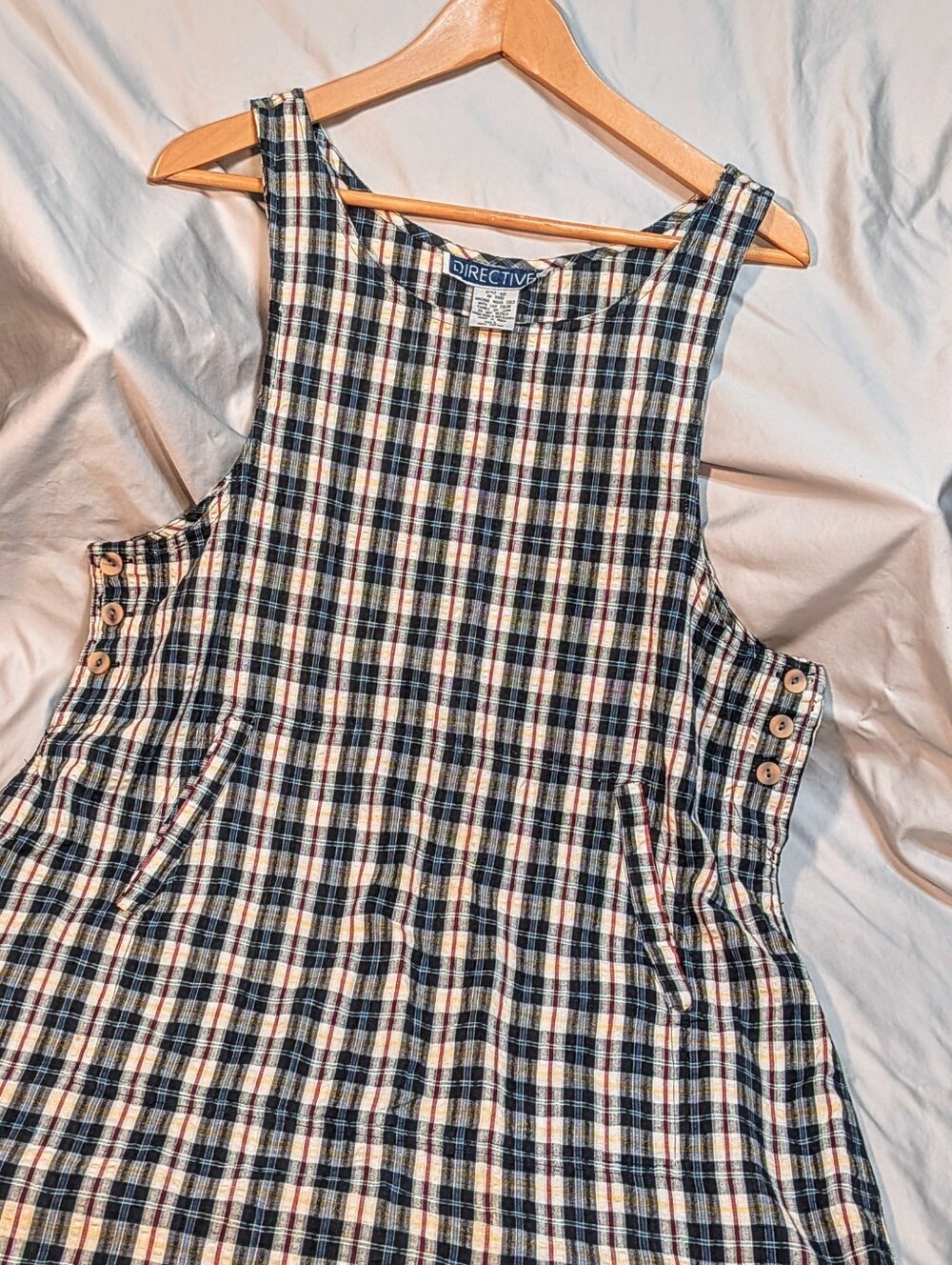 Vintage 90s Directive Plaid Jumper Dress NWT – 100% Cotton, Schoolcore Cottageco